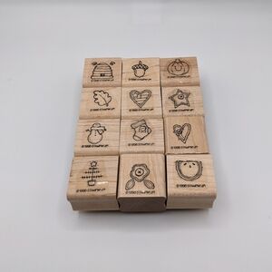 🎨STAMPS BOGO 50% OFF🎨Vintage Stampin' Up Mini Mates 13 Wood Mount Rubber Stamp